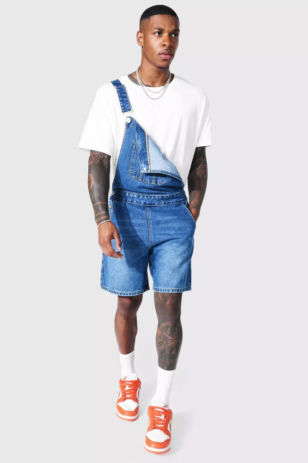 Loose Fit Short Overalls boohooMAN USA